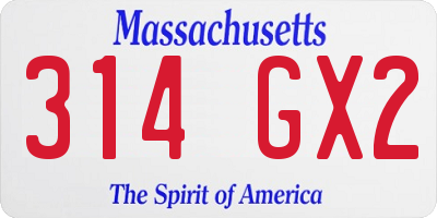 MA license plate 314GX2