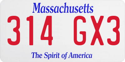 MA license plate 314GX3
