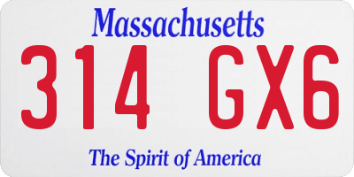 MA license plate 314GX6