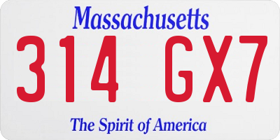 MA license plate 314GX7