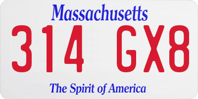 MA license plate 314GX8