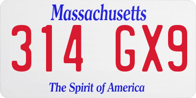 MA license plate 314GX9
