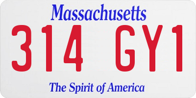 MA license plate 314GY1