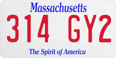 MA license plate 314GY2