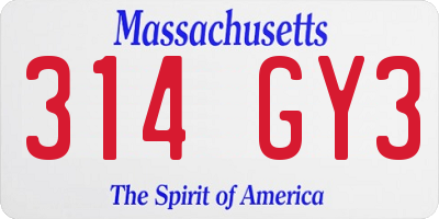 MA license plate 314GY3