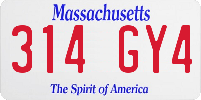 MA license plate 314GY4