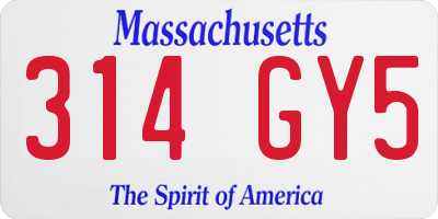 MA license plate 314GY5