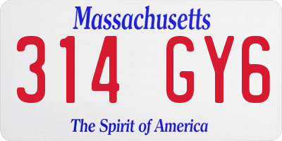 MA license plate 314GY6