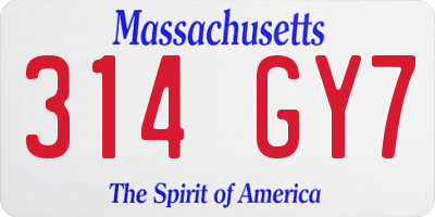 MA license plate 314GY7