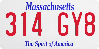 MA license plate 314GY8