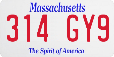MA license plate 314GY9