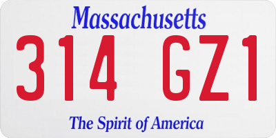 MA license plate 314GZ1