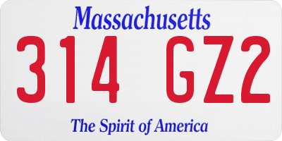 MA license plate 314GZ2