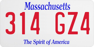 MA license plate 314GZ4