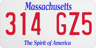 MA license plate 314GZ5