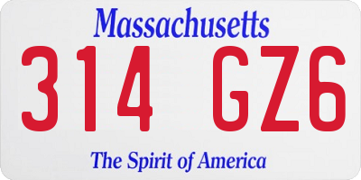MA license plate 314GZ6