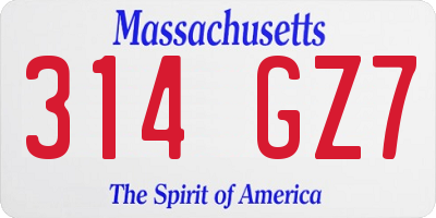 MA license plate 314GZ7