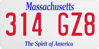 MA license plate 314GZ8