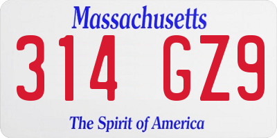 MA license plate 314GZ9