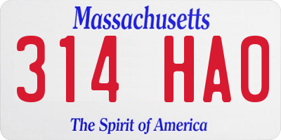 MA license plate 314HA0