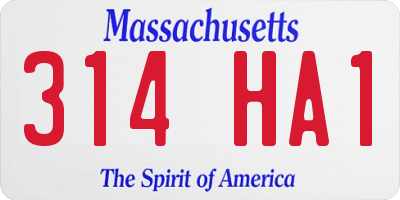 MA license plate 314HA1