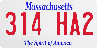 MA license plate 314HA2