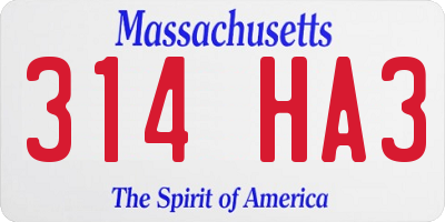 MA license plate 314HA3