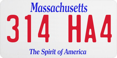 MA license plate 314HA4
