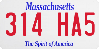 MA license plate 314HA5