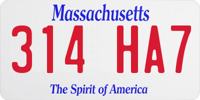 MA license plate 314HA7