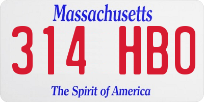 MA license plate 314HB0