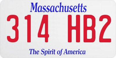 MA license plate 314HB2