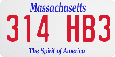 MA license plate 314HB3
