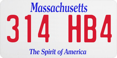 MA license plate 314HB4