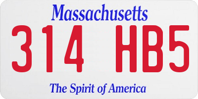 MA license plate 314HB5
