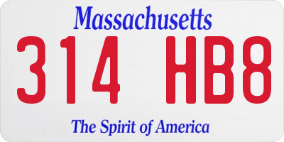 MA license plate 314HB8