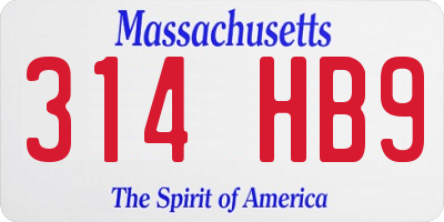 MA license plate 314HB9