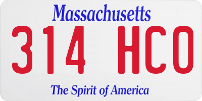 MA license plate 314HC0