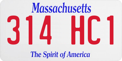 MA license plate 314HC1