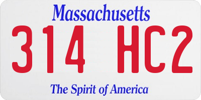MA license plate 314HC2