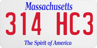 MA license plate 314HC3
