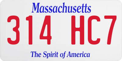 MA license plate 314HC7