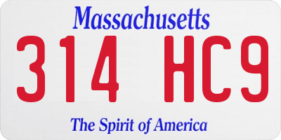 MA license plate 314HC9