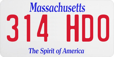 MA license plate 314HD0
