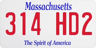 MA license plate 314HD2