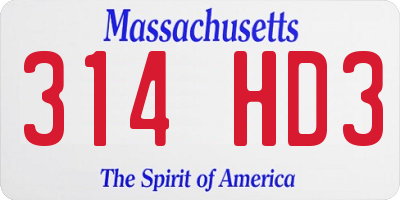 MA license plate 314HD3