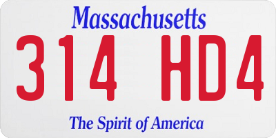 MA license plate 314HD4