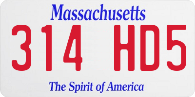 MA license plate 314HD5