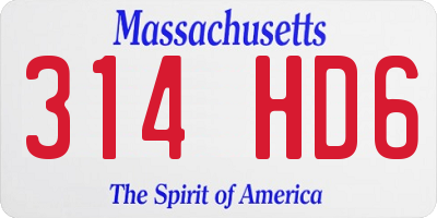 MA license plate 314HD6