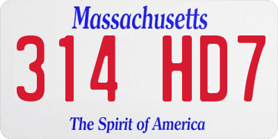 MA license plate 314HD7